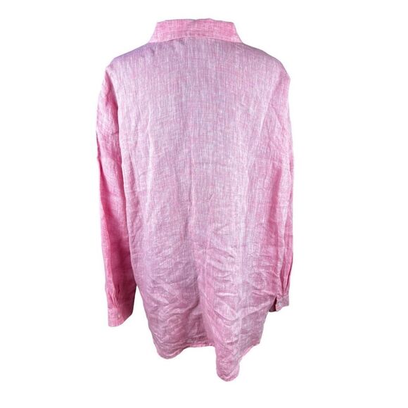 J.Jill woman’s XL 100% linen heathered pink long sleeve coastal beachy blouse - Picture 6 of 10